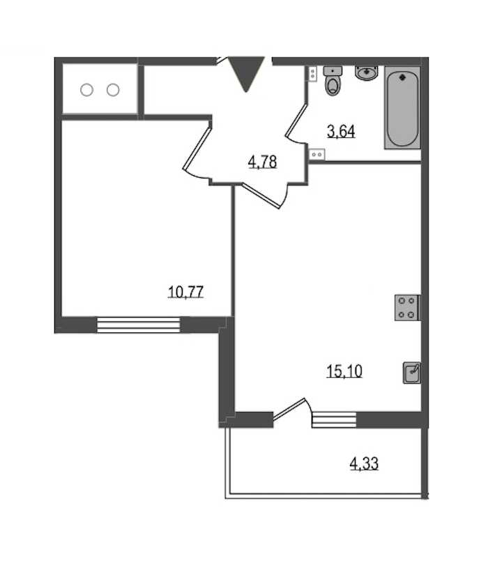 Однокомнатная квартира в : площадь 35.59 м2 , этаж: 1 – купить в Санкт-Петербурге
